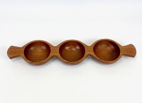 Mid-Century Danish Partitioned Teak Snack Bowl, 1970s-ZCY-2022961