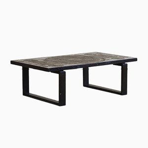 Mid-Century Danish Rectangular Coffee Table in Oak and Stoneware by Ox Art for Trioh, 1970-MXF-964476