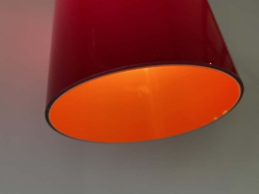 Mid-Century Danish Red Glass Cylinder Ceiling Lamp, 1960s-JO-883714