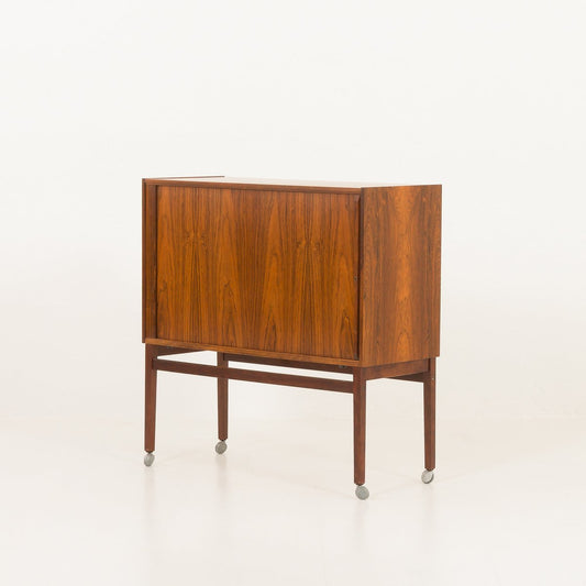 Mid-Century Danish Rosewood Bar Cabinet with Tambour Door, 1960s