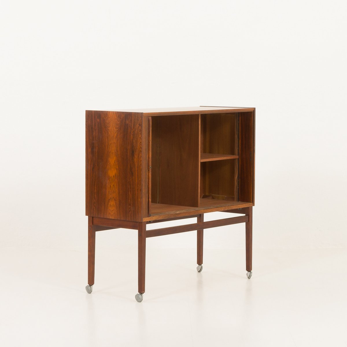 Mid-Century Danish Rosewood Bar Cabinet with Tambour Door, 1960s