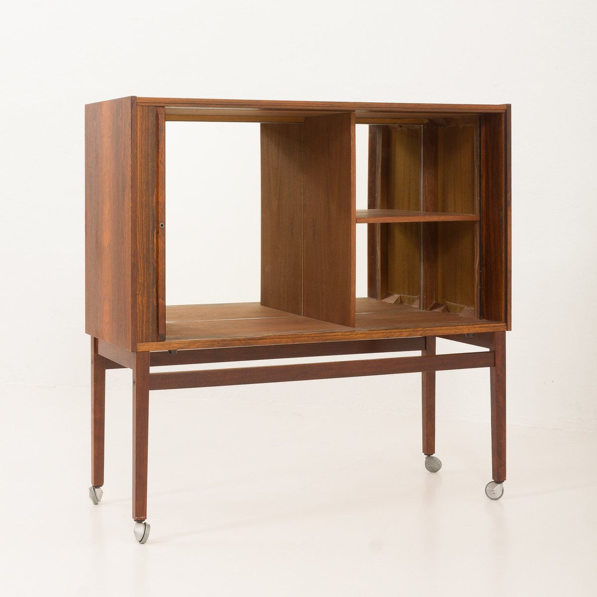 Mid-Century Danish Rosewood Bar Cabinet with Tambour Door, 1960s