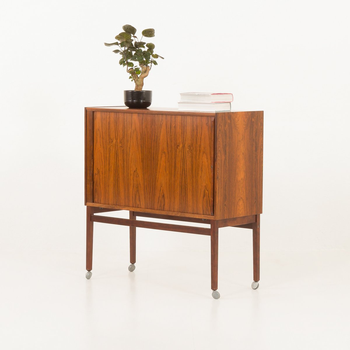 Mid-Century Danish Rosewood Bar Cabinet with Tambour Door, 1960s