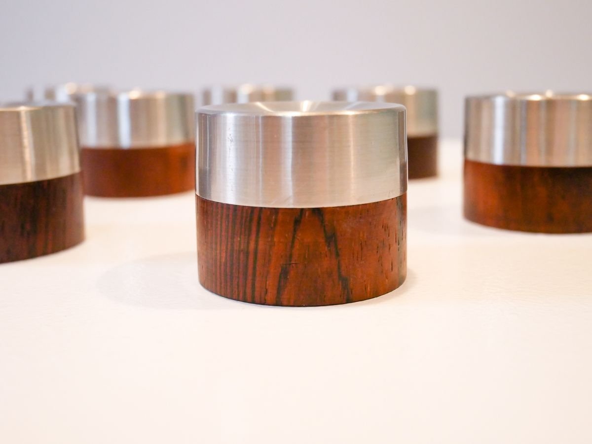 Mid-Century Danish Rosewood Candleholders by nissen richard, Set of 10