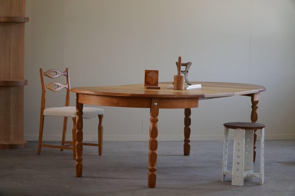 Mid-Century Danish Round Dining Table in Oak with Two Extensions, 1960s-MXF-1721446