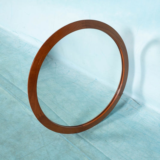 Mid-Century Danish Round Teak Mirror by Aksel Kjersgaard for Odder, 1950s