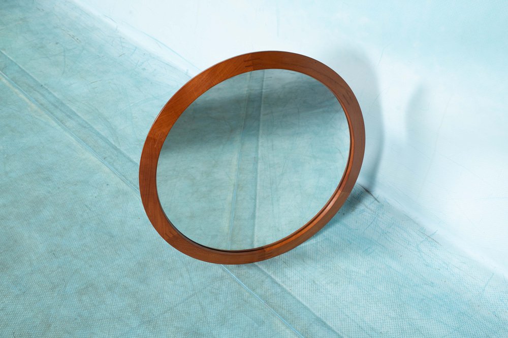 Mid-Century Danish Round Teak Mirror by Aksel Kjersgaard for Odder, 1950s