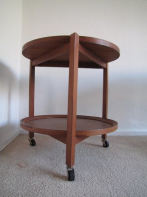 Mid-Century Danish Round Teak Trolley from Sika Møbler, 1960s-GJF-713708