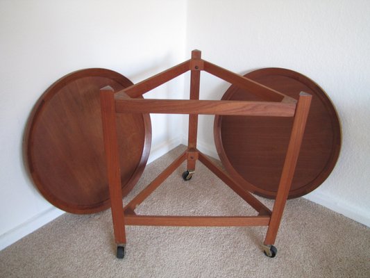 Mid-Century Danish Round Teak Trolley from Sika Møbler, 1960s-GJF-713708