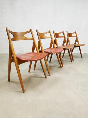 Mid-Century Danish Sawbuck Dining Chairs by Hans Wegner, Set of 4-BW-1300470