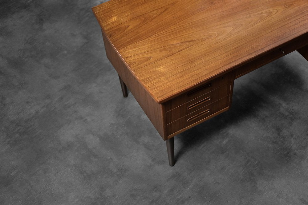 Mid-Century Danish Scandinavian Modern Teak Bilateral Desk, 1960s