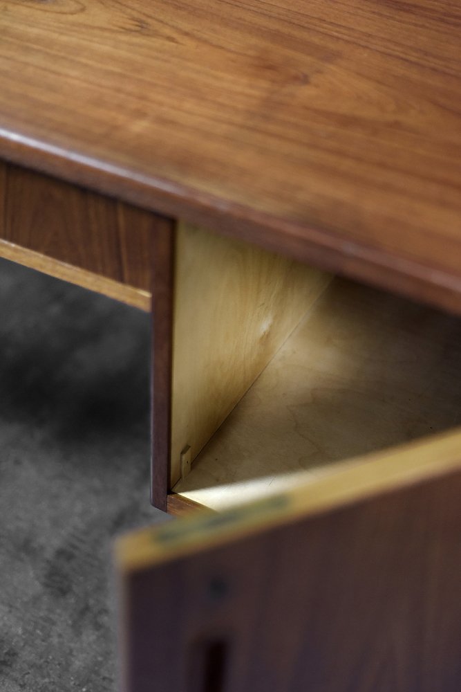 Mid-Century Danish Scandinavian Modern Teak Bilateral Desk, 1960s