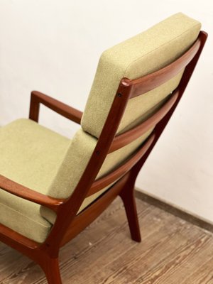 Mid-Century Danish Senator Lounge Chair and Stool by Ole Wanscher for Poul Jeppensens, 1960s, Set of 2-DOY-1384121