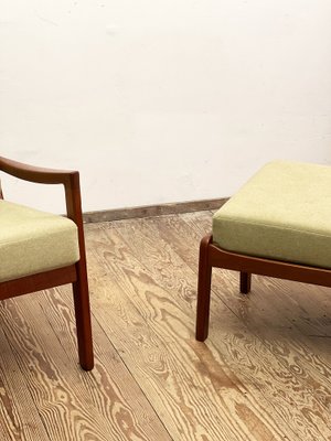 Mid-Century Danish Senator Lounge Chair and Stool by Ole Wanscher for Poul Jeppensens, 1960s, Set of 2-DOY-1384121