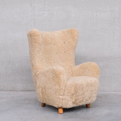 Mid-Century Danish Shearling Teddy Bear Armchair by Mogens Lassen-JRP-1293322