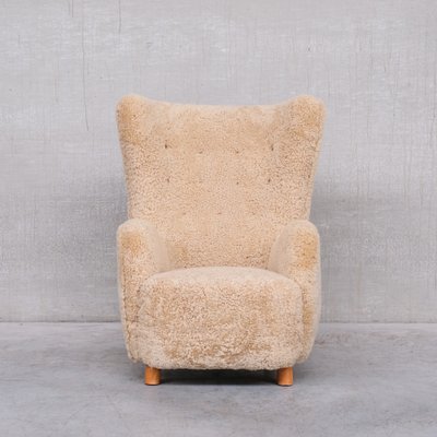 Mid-Century Danish Shearling Teddy Bear Armchair by Mogens Lassen-JRP-1293322