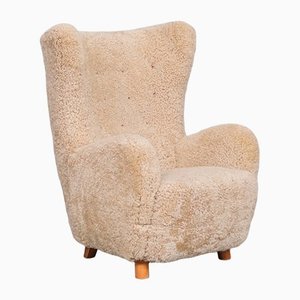 Mid-Century Danish Shearling Teddy Bear Armchair by Mogens Lassen-JRP-1293322