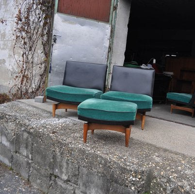 Mid-Century Danish Sofa and Armchairs, 1960s, Set of 4-OXJ-786579