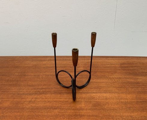 Mid-Century Danish String Style Teak Candleholder, 1960s-UAH-1122392