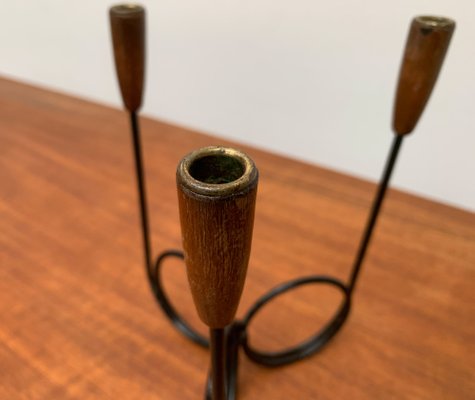 Mid-Century Danish String Style Teak Candleholder, 1960s-UAH-1122392