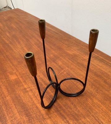 Mid-Century Danish String Style Teak Candleholder, 1960s-UAH-1122392