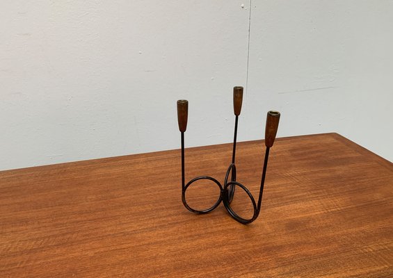 Mid-Century Danish String Style Teak Candleholder, 1960s-UAH-1122392