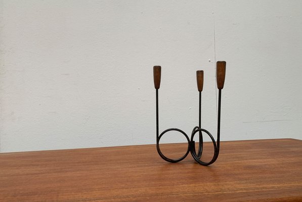 Mid-Century Danish String Style Teak Candleholder, 1960s-UAH-1122392