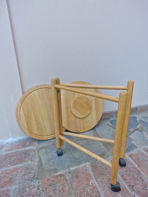 Mid-Century Danish Style Folding Beech Coffee Table on Wheels, 1970-EBW-2023643