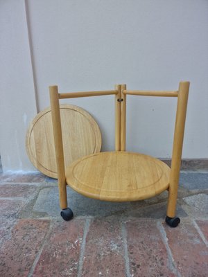 Mid-Century Danish Style Folding Beech Coffee Table on Wheels, 1970-EBW-2023643