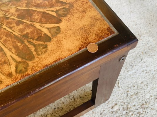 Mid-Century Danish Teak and Ceramic Nesting Tables, 1960s, Set of 3-OJT-1289627