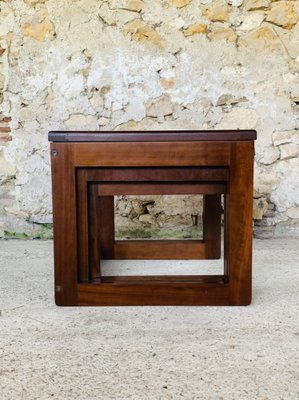 Mid-Century Danish Teak and Ceramic Nesting Tables, 1960s, Set of 3-OJT-1289627