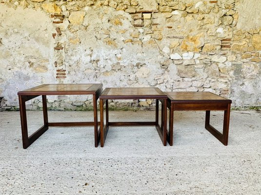 Mid-Century Danish Teak and Ceramic Nesting Tables, 1960s, Set of 3-OJT-1289627