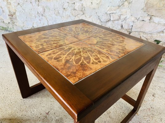 Mid-Century Danish Teak and Ceramic Nesting Tables, 1960s, Set of 3-OJT-1289627