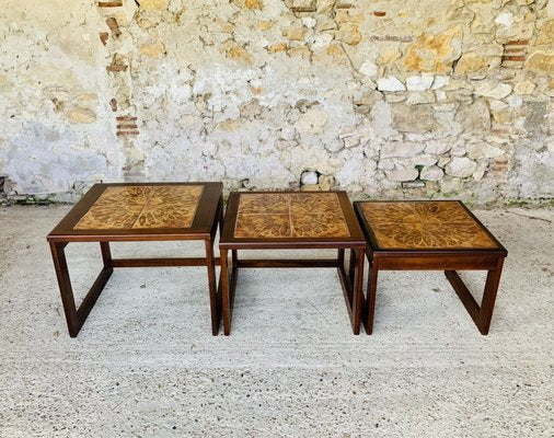 Mid-Century Danish Teak and Ceramic Nesting Tables, 1960s, Set of 3-OJT-1289627