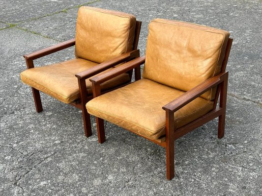 Mid-Century Danish Teak and Leather Armchairs by Illum Wikelso, 1960s, Set of 2-GON-1727873