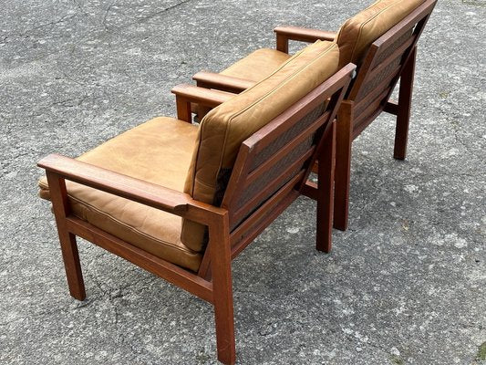 Mid-Century Danish Teak and Leather Armchairs by Illum Wikelso, 1960s, Set of 2-GON-1727873