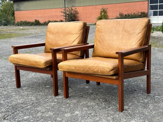 Mid-Century Danish Teak and Leather Armchairs by Illum Wikelso, 1960s, Set of 2-GON-1727873