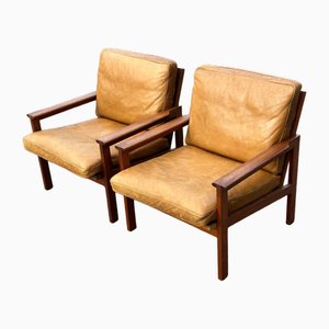 Mid-Century Danish Teak and Leather Armchairs by Illum Wikelso, 1960s, Set of 2-GON-1727873