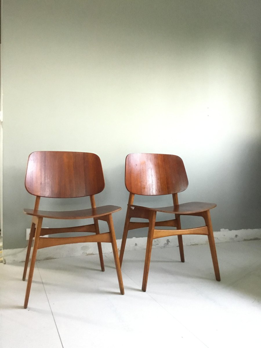 Mid-Century Danish Teak and Oak Model 155 Shell Chairs by Børge Mogensen for Søborg, Set of 2