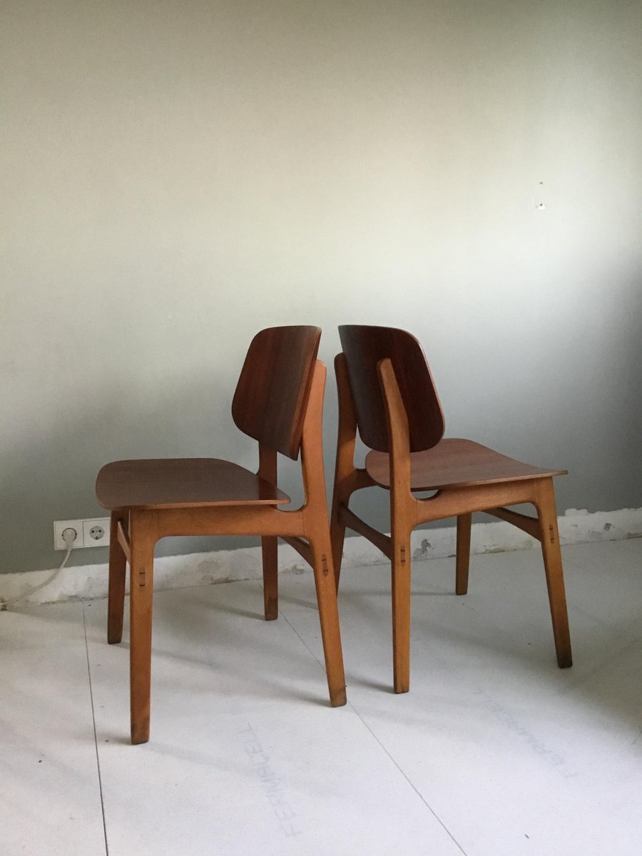 Mid-Century Danish Teak and Oak Model 155 Shell Chairs by Børge Mogensen for Søborg, Set of 2