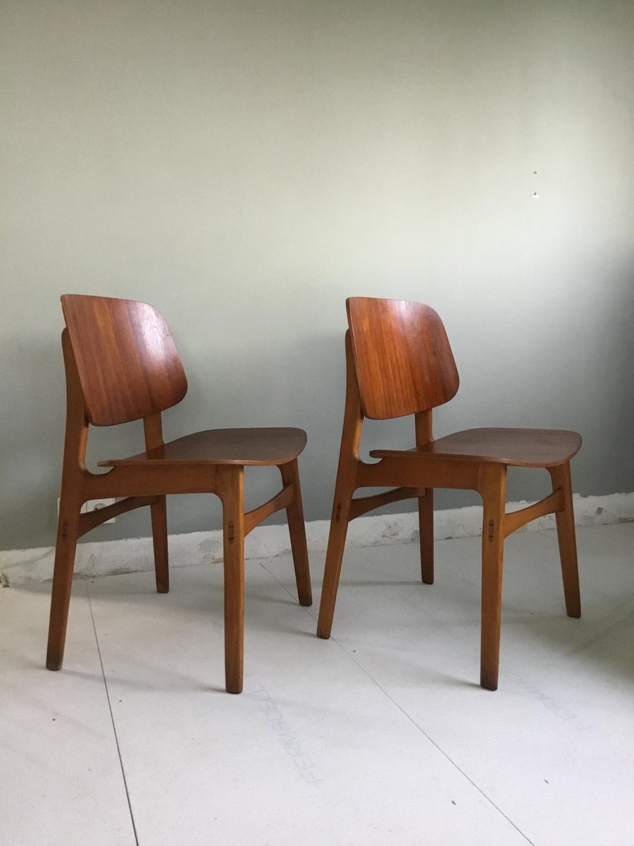 Mid-Century Danish Teak and Oak Model 155 Shell Chairs by Børge Mogensen for Søborg, Set of 2