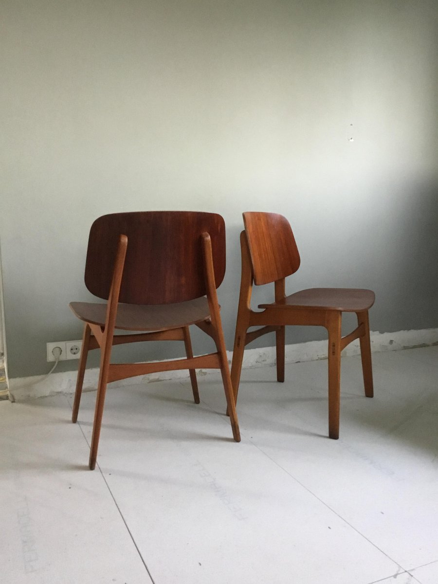 Mid-Century Danish Teak and Oak Model 155 Shell Chairs by Børge Mogensen for Søborg, Set of 2