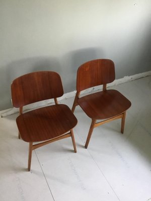 Mid-Century Danish Teak and Oak Model 155 Shell Chairs by Børge Mogensen for Søborg, Set of 2-SU-704044