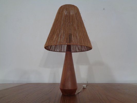 Mid-Century Danish Teak and Sisal Table Lamp, 1950s-RDW-712085