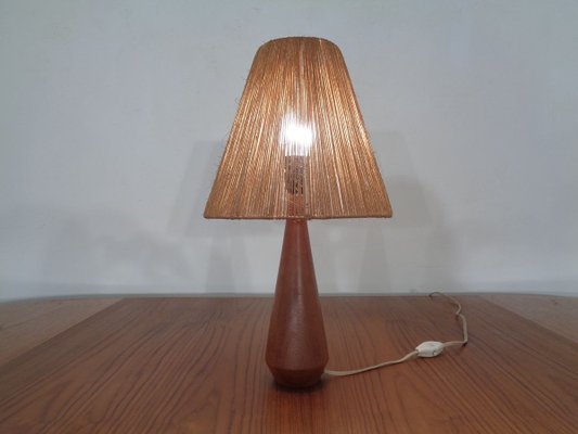 Mid-Century Danish Teak and Sisal Table Lamp, 1950s-RDW-712085