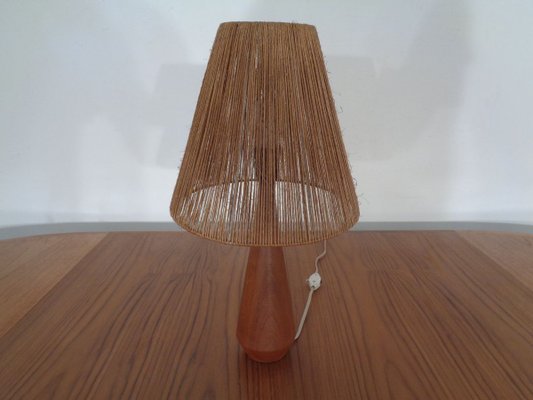 Mid-Century Danish Teak and Sisal Table Lamp, 1950s-RDW-712085