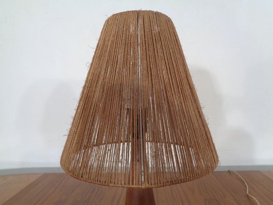 Mid-Century Danish Teak and Sisal Table Lamp, 1950s-RDW-712085