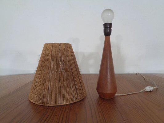 Mid-Century Danish Teak and Sisal Table Lamp, 1950s-RDW-712085