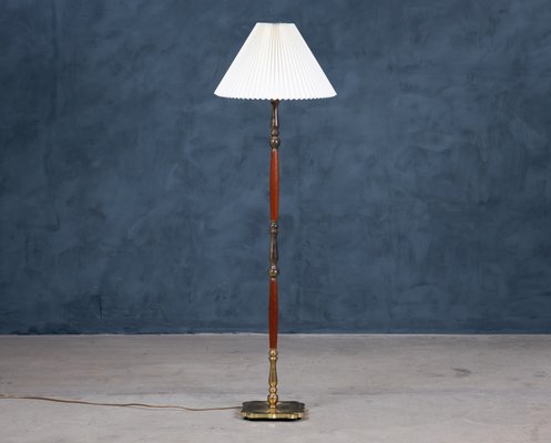 Mid-Century Danish Teak & Brass Floor Lamp, 1960s-ZGQ-883090