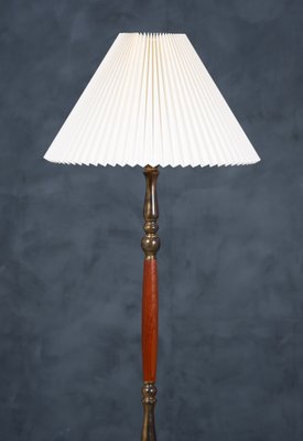 Mid-Century Danish Teak & Brass Floor Lamp, 1960s-ZGQ-883090